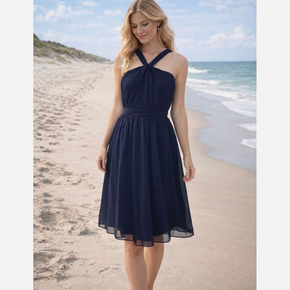 J.Crew Dark Navy Chiffon Dress – Style 56002 – Size 10